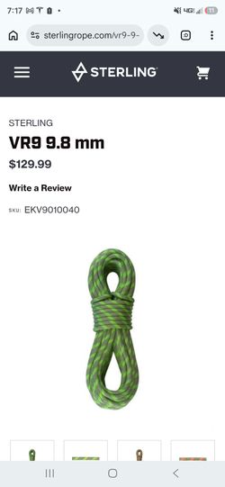 Sterling Dynamic Climbing Rope 9.8mm VR9 40 m