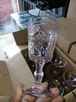 ** DEBUTANTE PINK GOBLET DRINKING GLASSES  ( SET OF 6 )