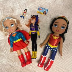 Bat Girl, Wonder Woman And Super Girl Dolls