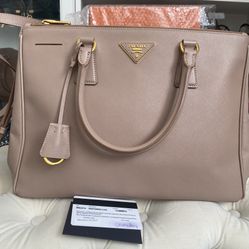 PRADA Handbag Galleria Saffiano Powder Pink Beige Medium Shoulder Crossbody