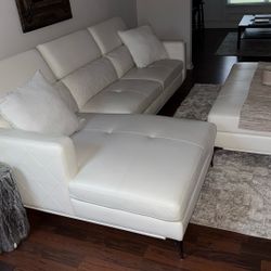 White Faux Leather Sectional