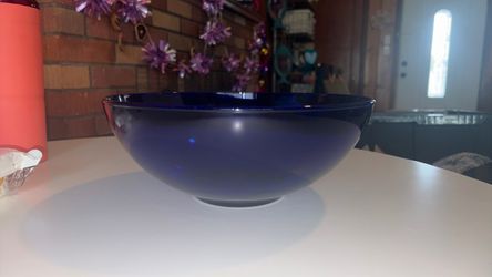 3 qt Cobalt Blue Vintage MCM Round Serving Bowl