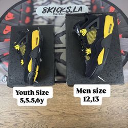 Jordan 4 Retro “Thunder” Size 5,5.5,6,12,13