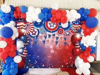 BINQOO Veterans Day Backdrop USA Patriotic Background American Flag Outdoor Bann