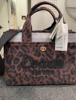 Coach New York Leopard Print Canvas Tote Bag