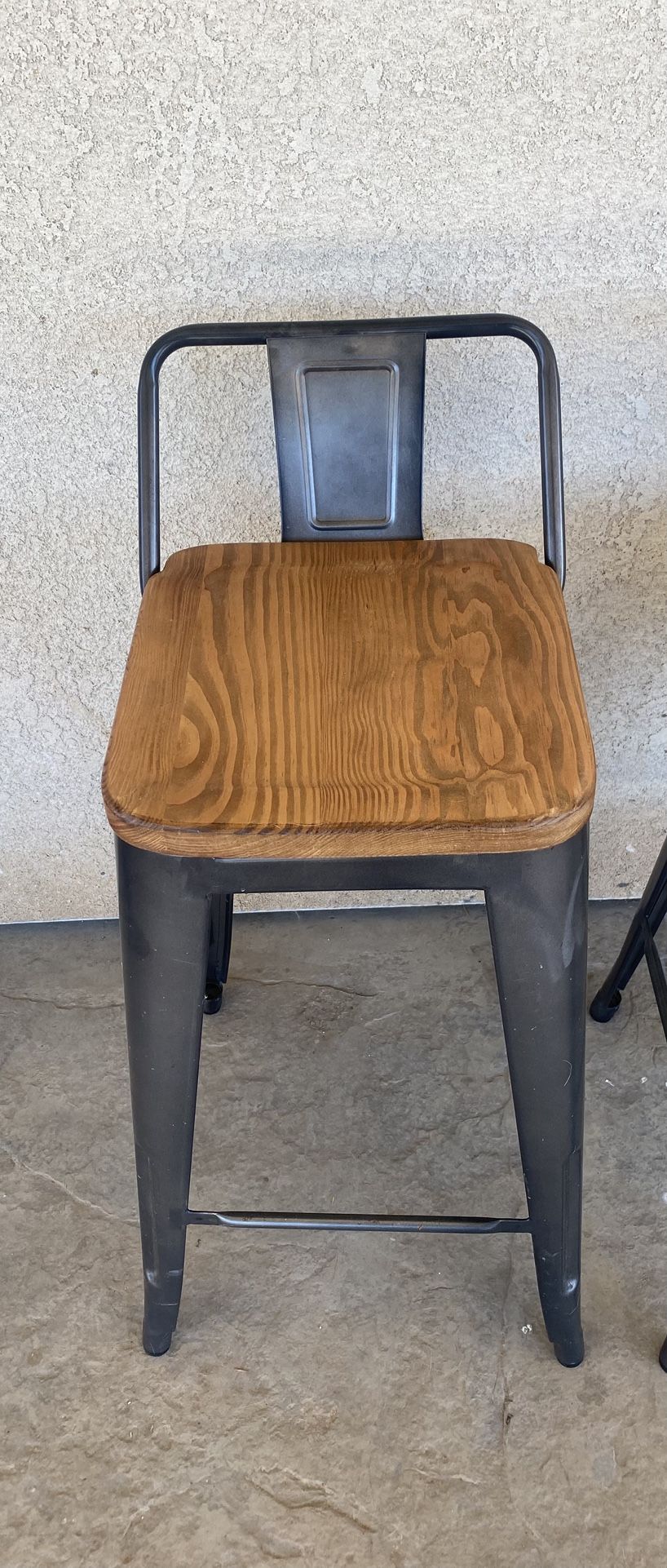 Metal and wood seat counter stools (set of 4)