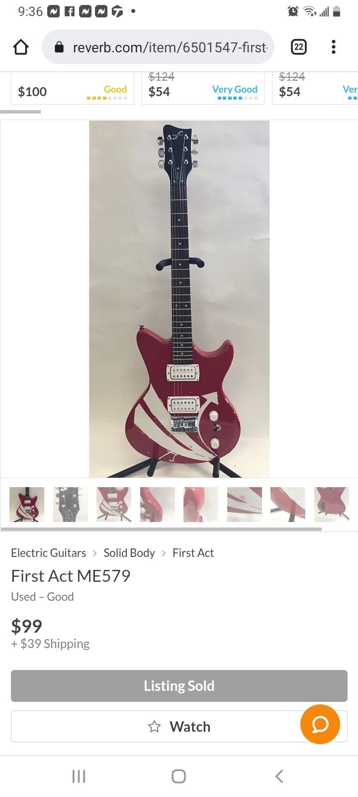 First Act Red Electric Guitar Plus Stand