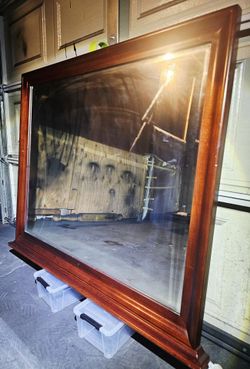 Large Wood Framed Wall Mirror 1
