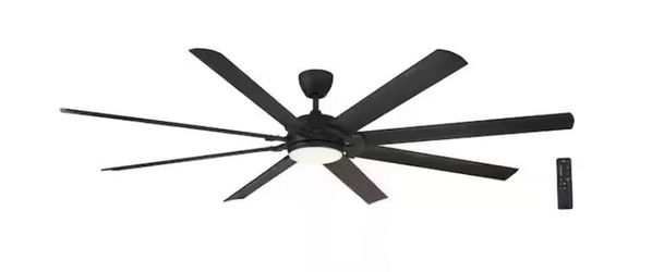 Glenmeadow 84 in. Integrated LED Indoor Matte Black Ceiling Fan with Light and Remote NEW