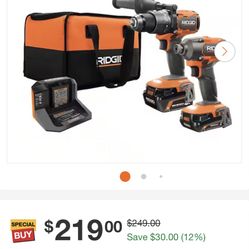 Ridgid 2 Tool Combo With Hammer Drill