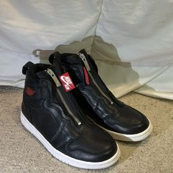 Women’s 6.5 Nike Air Jordan Retro Black Leather High Zip Sneakers AT0575-006 - OBO 