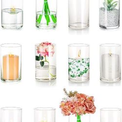 12 Glass Cylinder Vases Bulk (8X 4 Inch)