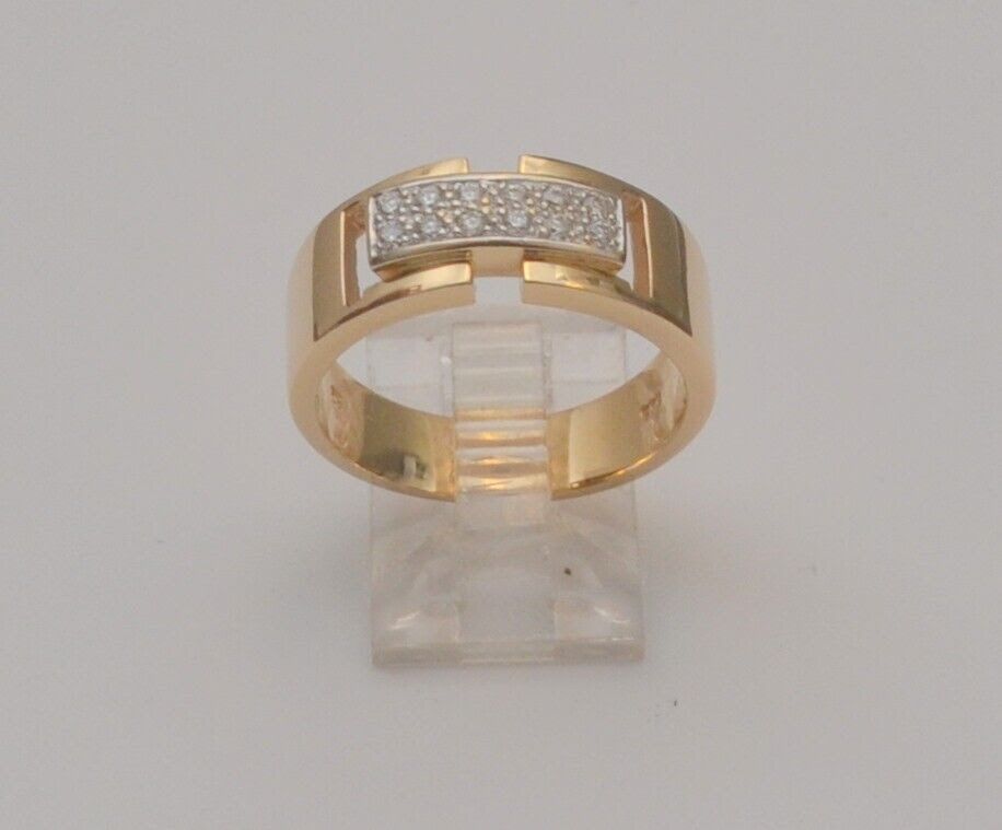 14K Yellow Gold Fancy Rectangle Diamond Band Ring Size 7.5