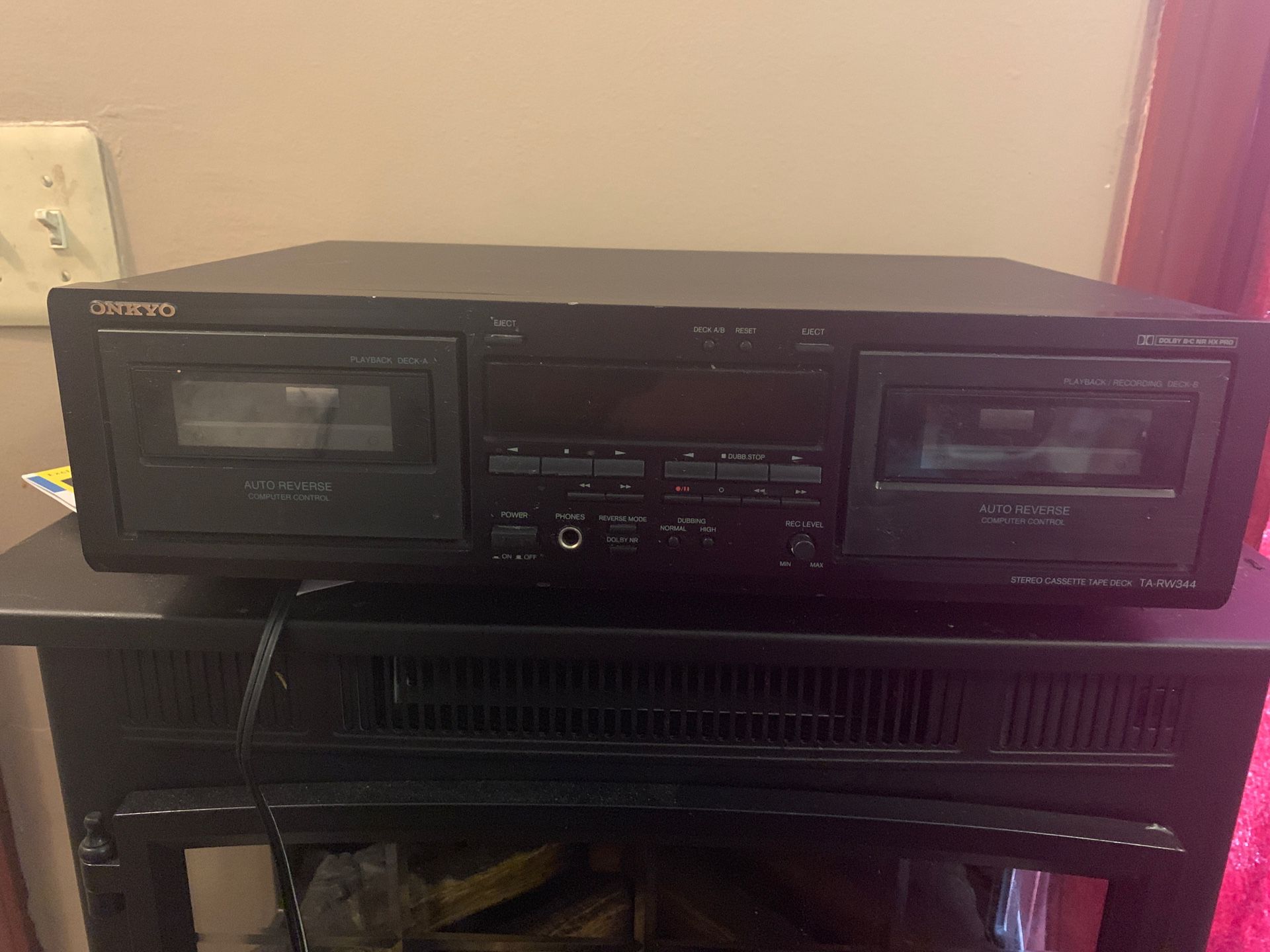 Onkyo TA-RW344 Dual Stereo Cassette Tape Deck Player. Tested/Works Great. In Great Condition. Comes with power supply.