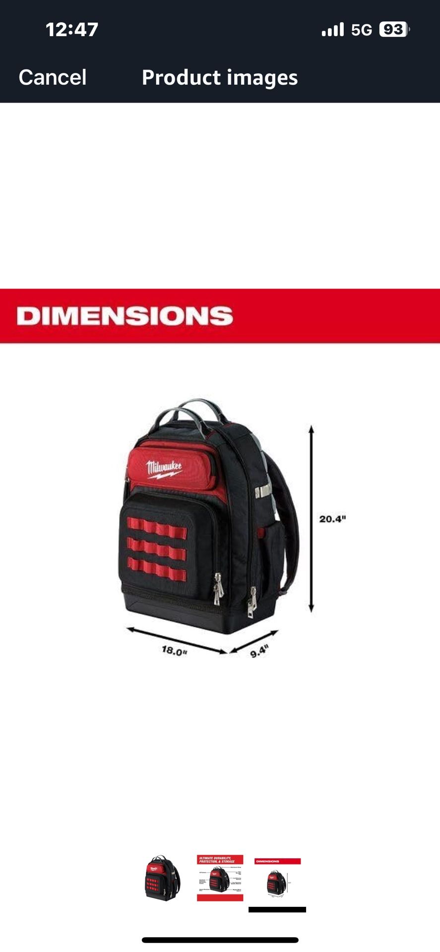 Milwaukee 48-22-cc8201 Ultimate Jobsite Backpack, Red, Black tool backpack obo