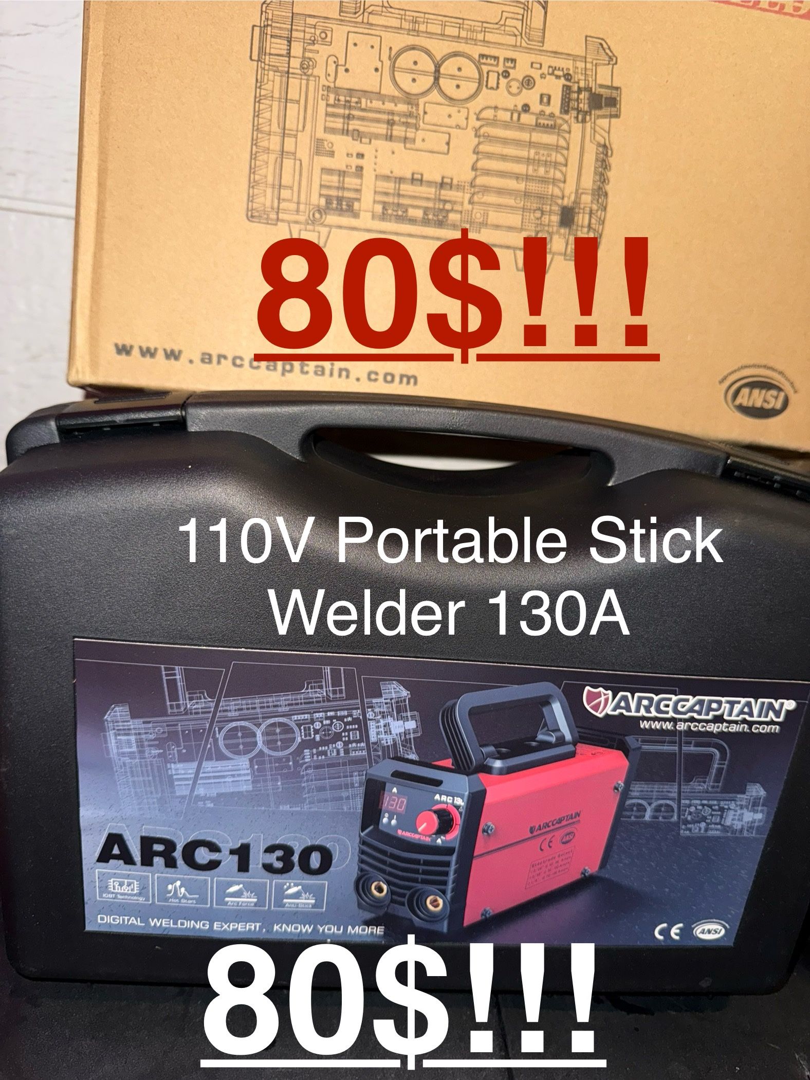 ARCCAPTAIN 110v Mini Stick Welder 130A Portable Weld Machine - Hot Start,arc Force,anti Stick,IGBT Inverter