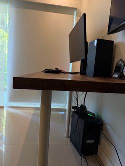 Long Desk with Wood Top 6.8x2ft (KARLBY WALNUT)