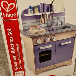 Hape Play Kitchen for Toddlers - Kids Kitchen Playsets for Pretend Play, Wooden Toys Kitchen Playset w/ 13 Toy Kitchen Accessories
