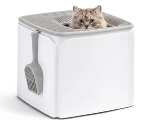Top Entry Enclosed Cat Litter Box 