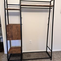 Clothes Rack With Wooden Shelf