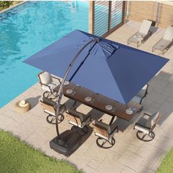 New in box (grey and navy blue )Grand patio 9x12 FT Cantilever Umbrella with Base & Cover Outdoor Aluminum Rectangle Offset Umbrellas Canopy for Pool 
