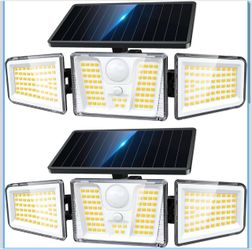 KOOPER Solar Flood Lights, 210 LED Motion Sensor Outdoor Lights, Solar Motion Lights Outdoor Waterproof, 3 Heads 300° Wide Angle Outdoor Security Ligh