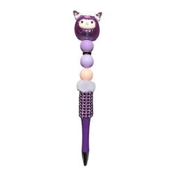 Kuromi Sanrio Custom Bling Beaded Ballpoint Twist Pen Purple Topper