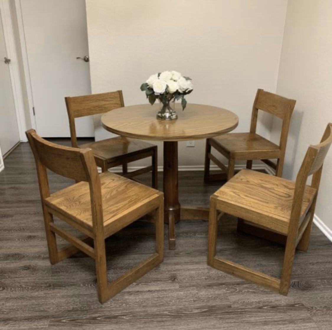 Chic Wood table dining kitchen set four chairs