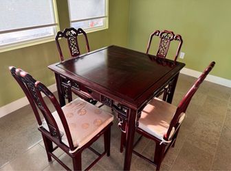 Chinese Rosewood Dining Table and 4 Chairs