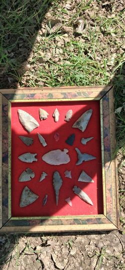 Framed Native American Arrowhead Collection