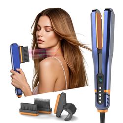 Wet-to-Dry Hair Straightener Ceramic Plates LCD Display Adjustable Temperature