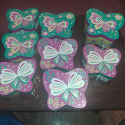 Butterfly-Shaped Decorative Tin Boxes Set