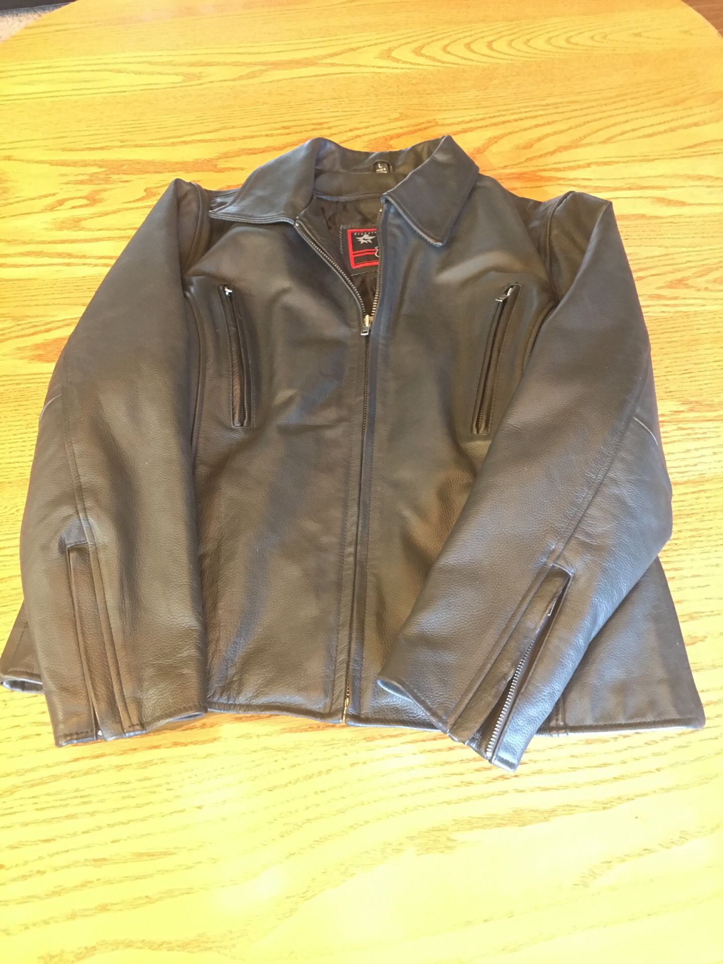 Photo Black leather motorcycle jacket