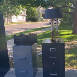 2 File Cabinets And Lamp