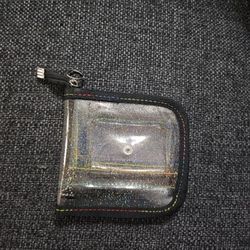 Clear Glitter Zippable Wallet