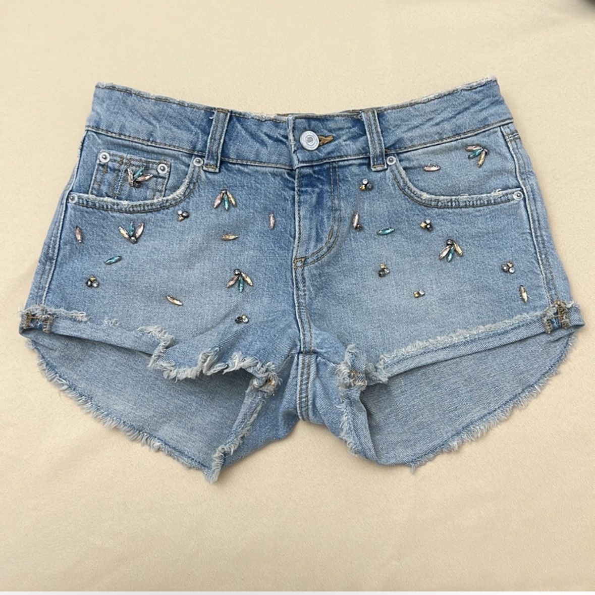 Zara Embellished Jean Shorts Sz 2