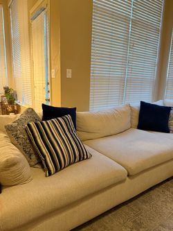 Large Cream Fabric Sectional Sofa