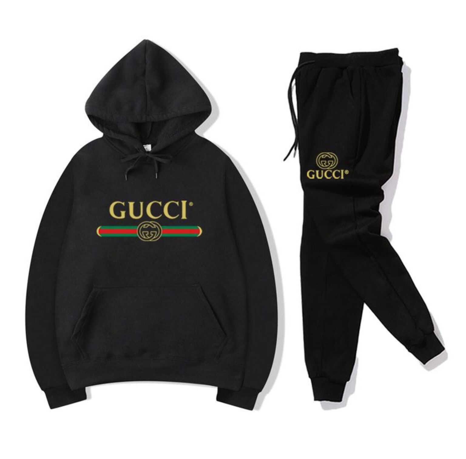 Gucci tracksuits hoodies set ( color: Black ) Size: ( Medium )