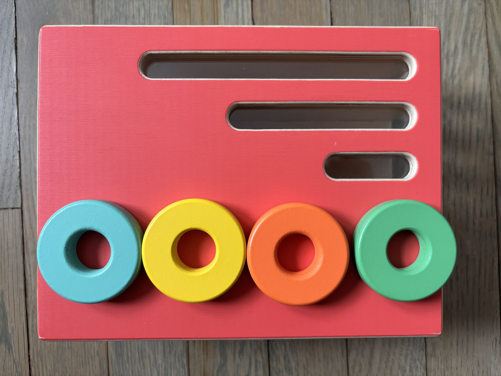 Lovevery 19-21 months wooden sliding rings and counting box