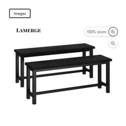 New in box Dining Table Chair Bench 2-Piece Set, Bench, 39-Inch, Stackable, for Dining Room Kitchen Conference Room, Black, CTD-H2