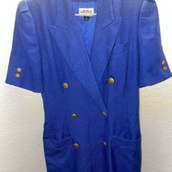 Royal Blue Knee Length Vintage Dress 