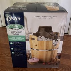 Oster Ice Cream Shop 4-Qt Wooden Bucket Ice Cream Maker 