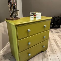 Green Antique Wooden Drawer Cabinet Dresser Table Triple Drawer Storage Antique
