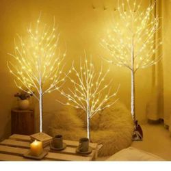 3 Pack Lighted Brich Tree, 4FT 56 LED/5FT 72 LED/6FT 128 LED.   ***NEW***         #11-OLA