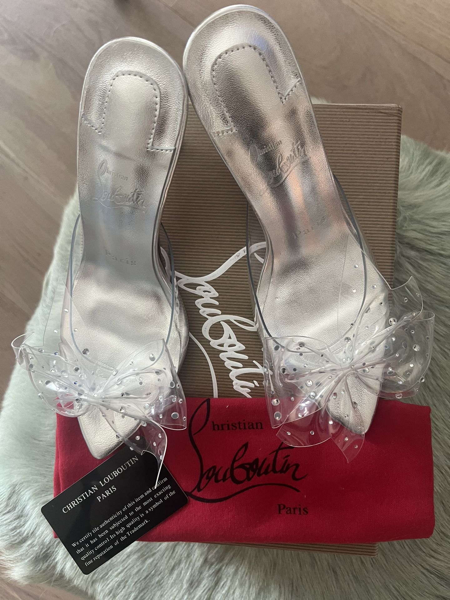 Red Bottoms Glass Slippers Size 37 (7us)
