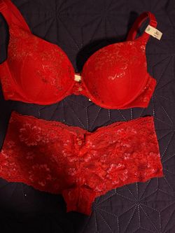 Victoria's Secret Red Lace Bra and Panty Set
