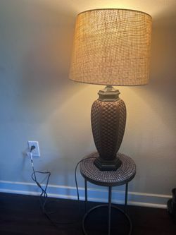 Woven Table Lamp and Nesting Side Tables