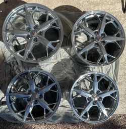 NICE OEM Chrome Corvette C8 Trident Wheels Rims OEM 2020-2027 GM CLEAN