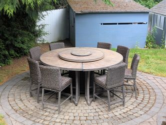 11 piece outdoor dining set with fire pit