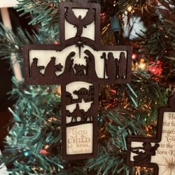 Wooden Christmas Cross Ornaments